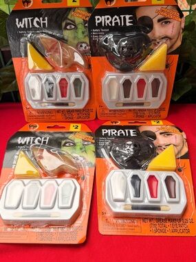 Witch Pirate Costume Makeup Kit - Black, White, Red